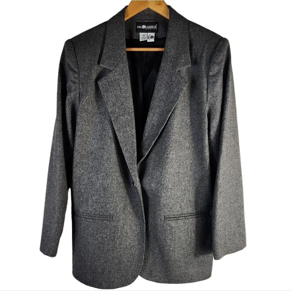 Sag Harbor Petite Gray Wool Blend Blazer